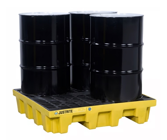  4 Drum Square Plastic Pallet, Without Drain and Designed For 55 Gallon Drums