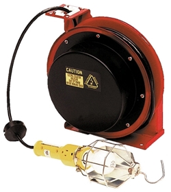 Steel Electric Cord Reel Lamp with Receptacle 12-5/8 In. x 9-3/8 In. x 13-1/4 In.